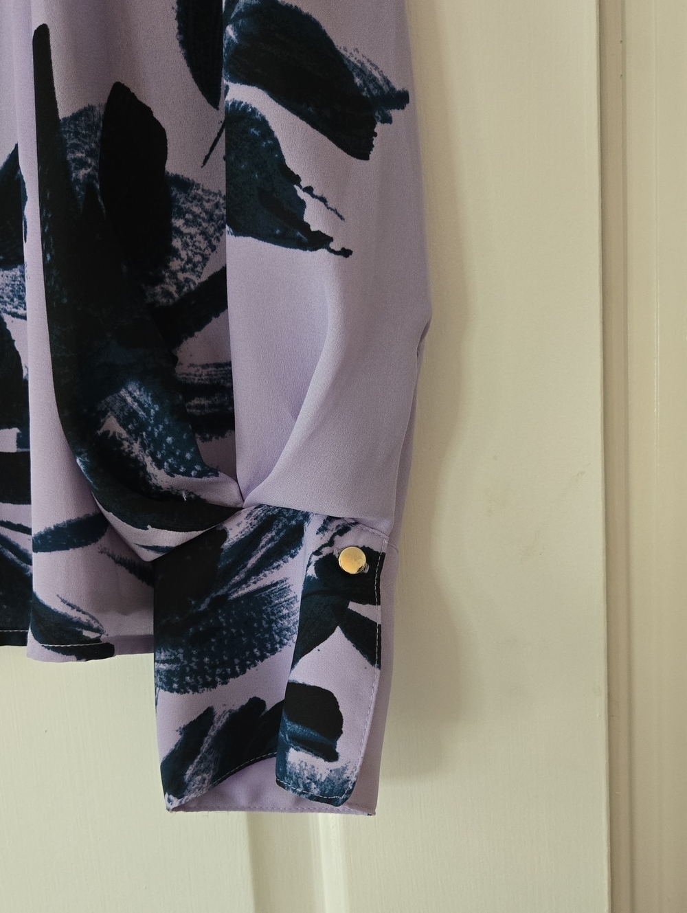 Worthington Petite Large Lavender Floral Blouse Women's Long Sleeve - Picture 11 of 13
